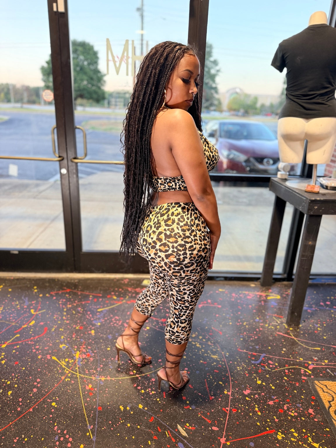 Leopard two piece set back