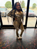 Olive mineral washed rhinestone hoodie and jogger set image 1