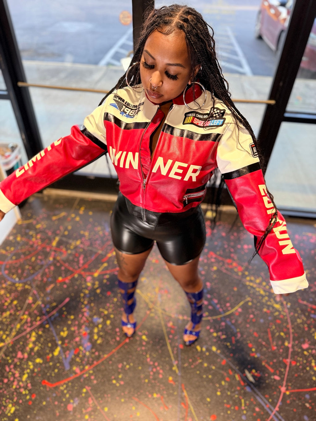 Red & White Winner Racing Jacket detail
