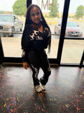 Black mineral washed rhinestone hoodie and jogger set photo 1