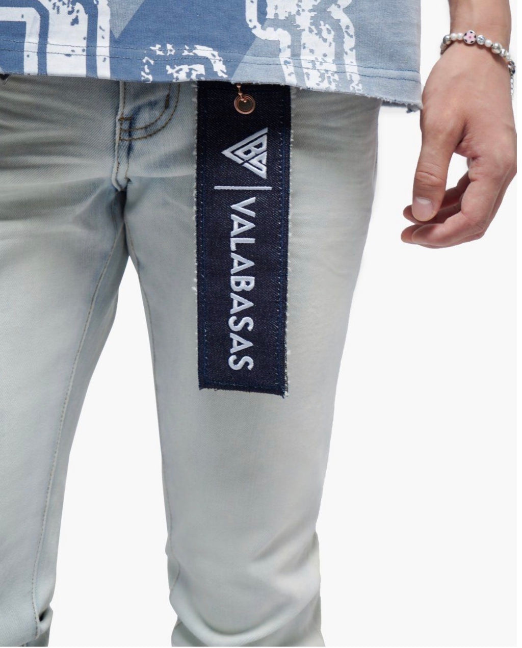 Valabasas Artic Blue jeans branded tag detail