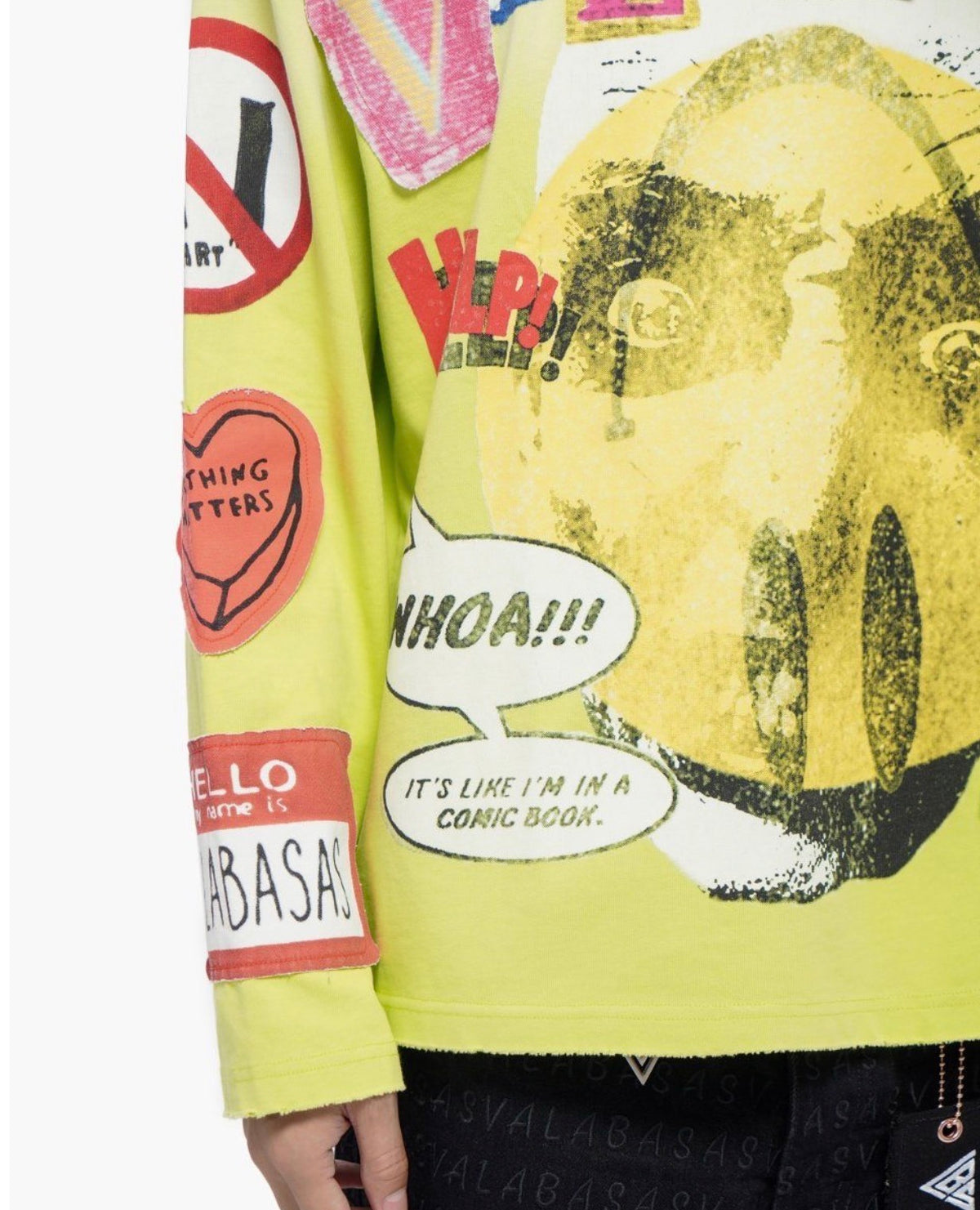 Graphic detail Valabasas My Name Is Highlighter Long Sleeve Tee