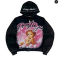 Prestige Pink Angel Hoodie - black and pink graphic zip-up hoodie